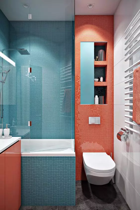 Badeværelse design 2 kvadratmeter. M (72 billeder): Badeværelsesprojekter uden toiletskål. Interiørmuligheder. Efterbehandling materialer 10201_67