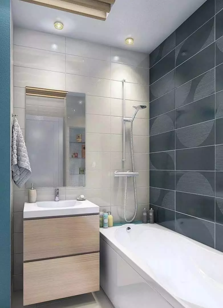 Badeværelse design 2 kvadratmeter. M (72 billeder): Badeværelsesprojekter uden toiletskål. Interiørmuligheder. Efterbehandling materialer 10201_71