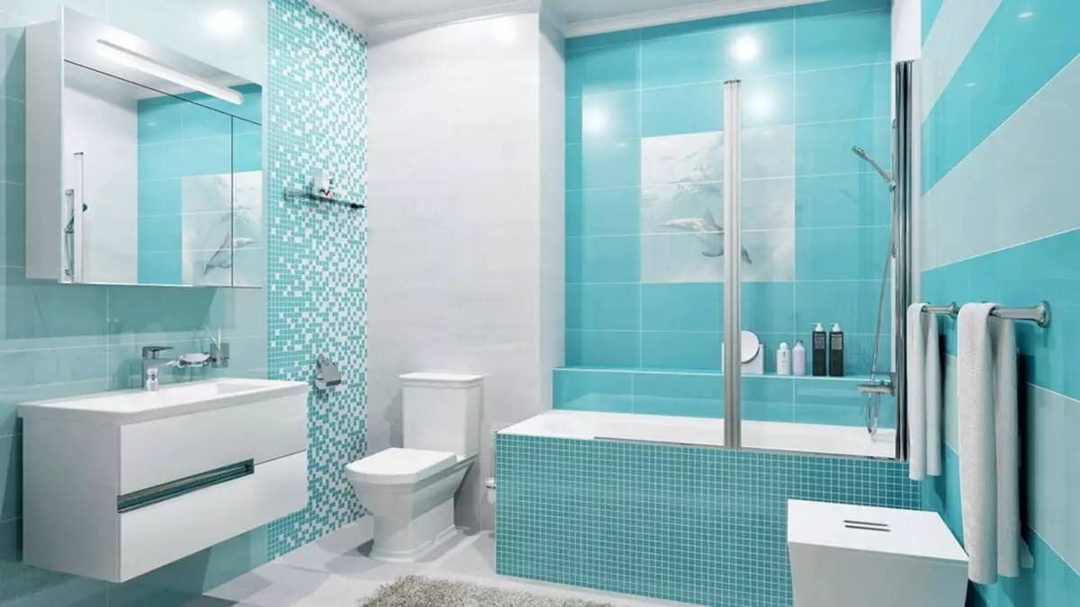 Bilik mandi Turquoise (61 foto): Contoh reka bentuk bilik mandi dalam warna ini. Kita faham dalam warna, buat pedalaman yang indah 10203_10
