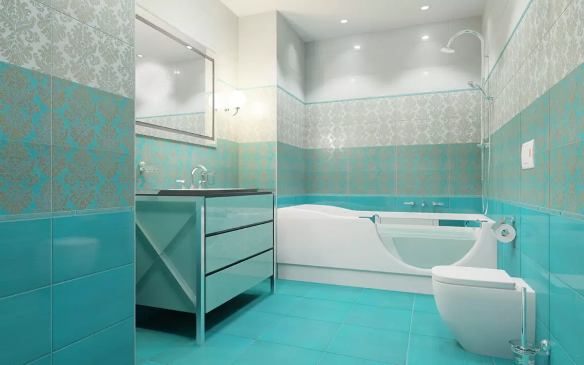 Turkuaz Banyo (61 Fotoğraf): Bu renkte banyo tasarımı örnekleri. Renklerde anlıyoruz, güzel bir iç mekan yaratıyoruz 10203_16