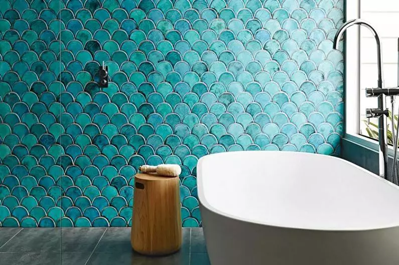 Turquoise vanna otağı (61 şəkil): Bu rəng vanna otağı dizayn nümunələri. Biz rəng anlamaq gözəl daxili yaratmaq 10203_44