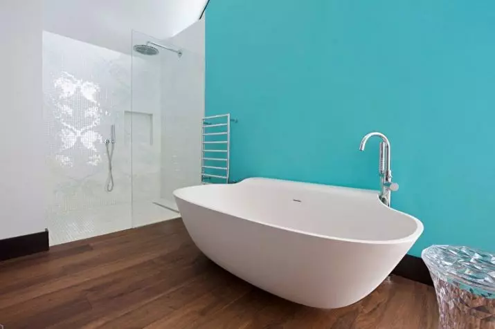 Туркуиза угаалгын өрөө (61 зураг): Энэ өнгөнд угаалгын өрөөний дизайны жишээ. Бид өнгөөр ​​ойлгож, үзэсгэлэнтэй дотоод засал чимэглэлийг бий болго 10203_47