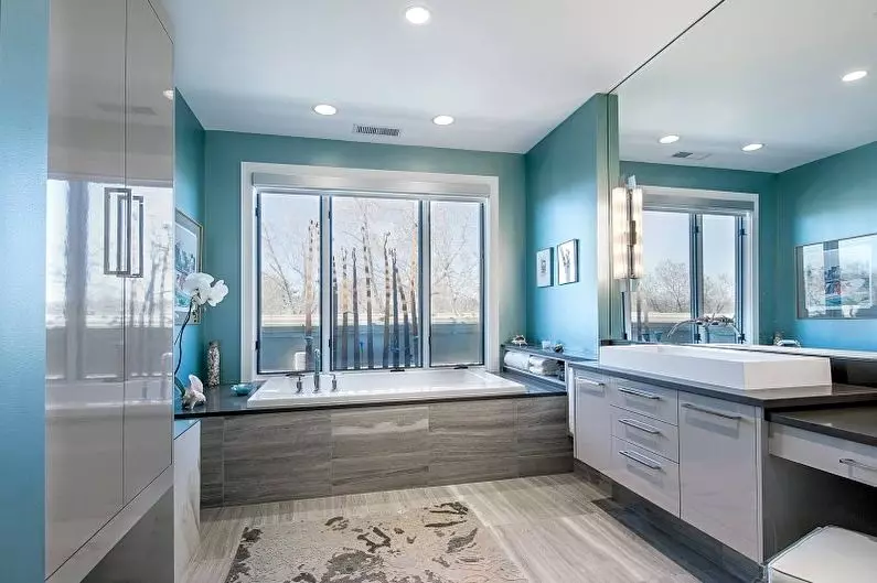 Туркуиза угаалгын өрөө (61 зураг): Энэ өнгөнд угаалгын өрөөний дизайны жишээ. Бид өнгөөр ​​ойлгож, үзэсгэлэнтэй дотоод засал чимэглэлийг бий болго 10203_50