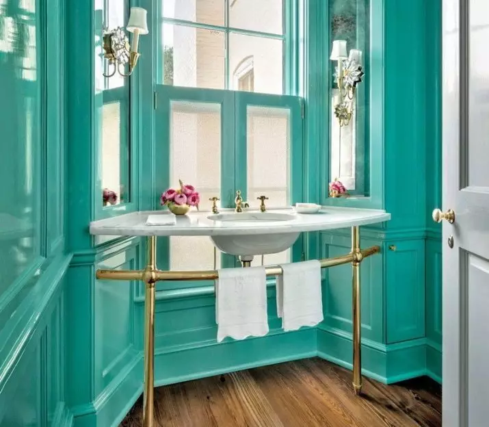 Bilik mandi Turquoise (61 foto): Contoh reka bentuk bilik mandi dalam warna ini. Kita faham dalam warna, buat pedalaman yang indah 10203_58