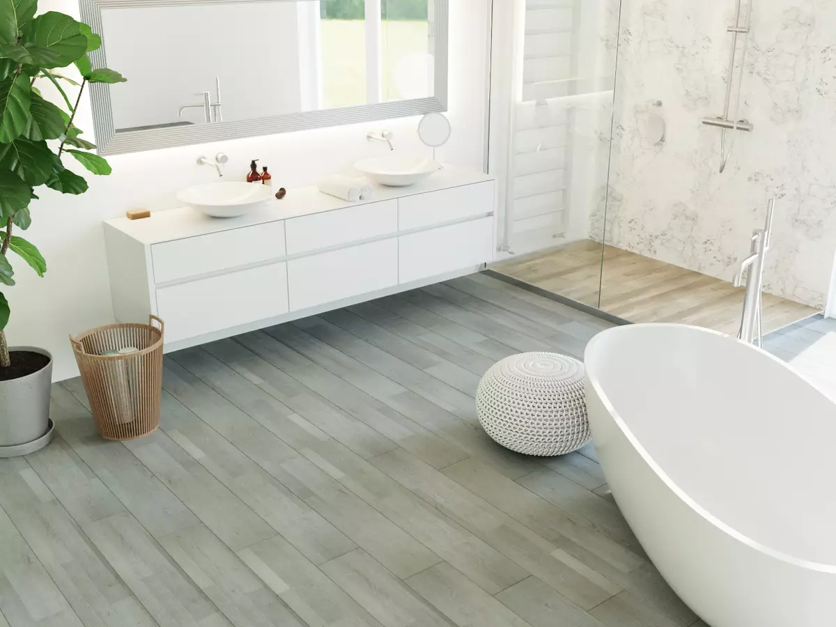 Ламінат для ванної кімнати: вологостійкий пластиковий, вініловий і інші різновиди на стіну і для підлоги. Відгуки 10204_21