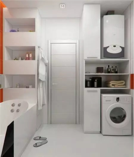 Kupaonica dizajn 5 kV. M (111 fotografije): Projekti prekrasnih kupaonica 5 četvornih metara u apartmanu, moderan interijer s perilicom rublja 10205_104