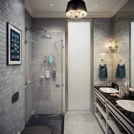 Banyo tasarımı 5 kV. M (111 Fotoğraf): Güzel banyoların projeleri Dairede 5 metrekare, çamaşır makinesi ile modern iç 10205_106