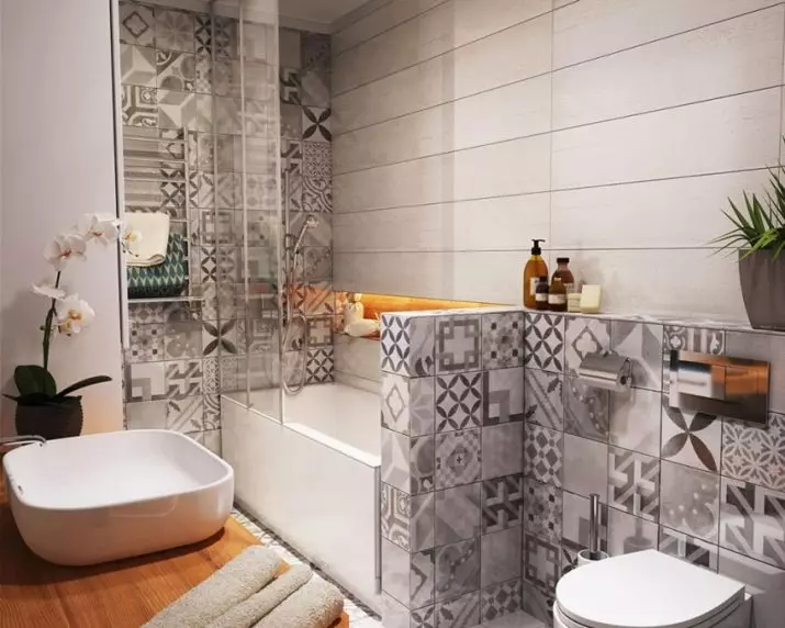 욕실 디자인 5 kv. M (111 사진) : 아름다운 욕실의 프로젝트 아파트에서 5 평방 미터, 세탁기가있는 현대적인 인테리어 10205_110