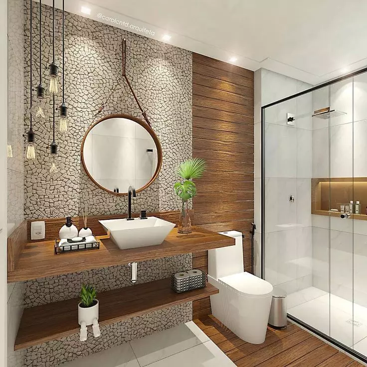 Banyo tasarımı 5 kV. M (111 Fotoğraf): Güzel banyoların projeleri Dairede 5 metrekare, çamaşır makinesi ile modern iç 10205_19