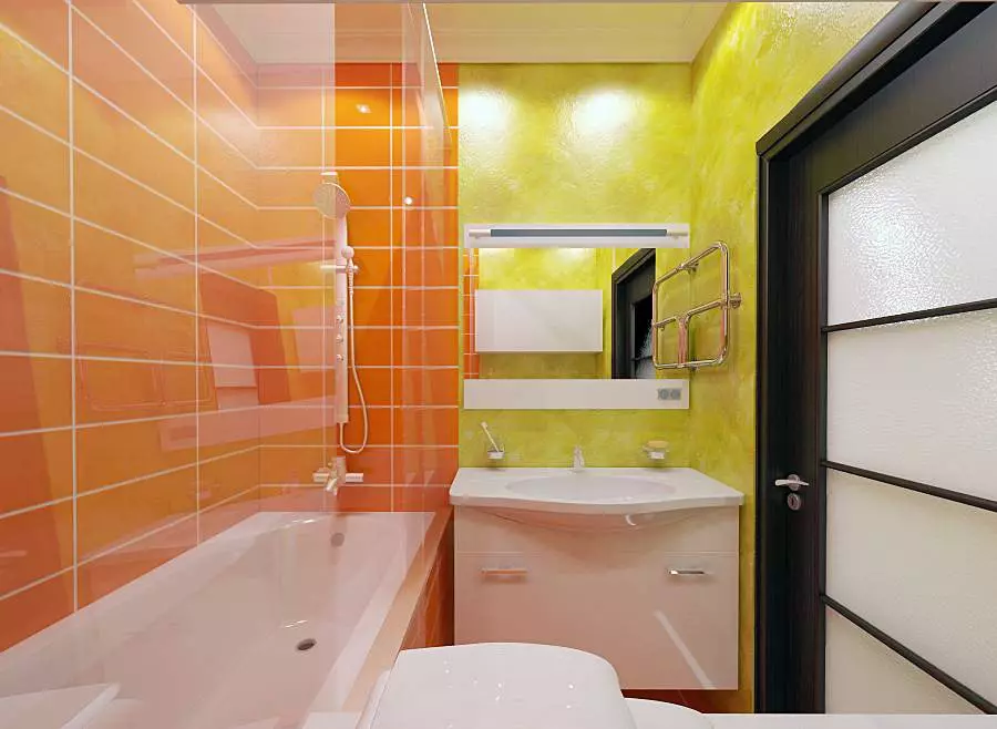 Kupaonica dizajn 5 kV. M (111 fotografije): Projekti prekrasnih kupaonica 5 četvornih metara u apartmanu, moderan interijer s perilicom rublja 10205_25