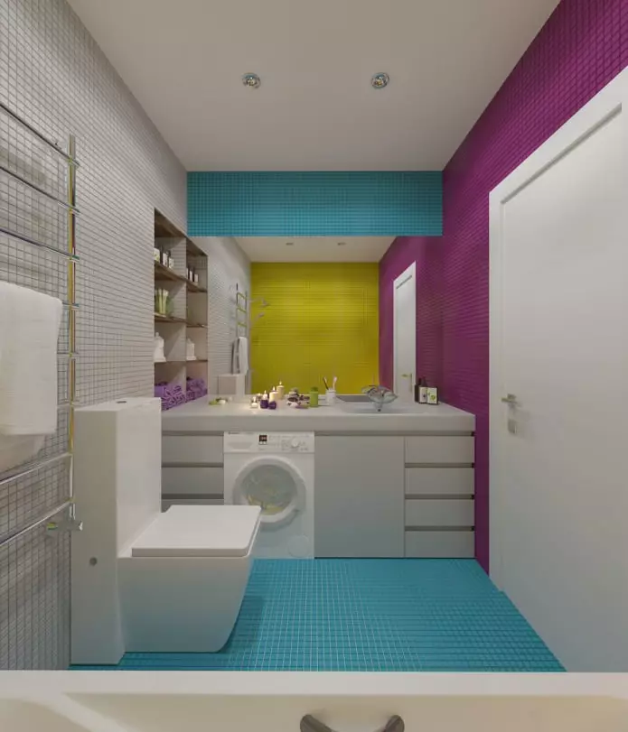 バスルームデザイン5 kv。 M（111写真）：美しいバスルームのプロジェクトアパートメント、洗濯機のモダンなインテリア 10205_41