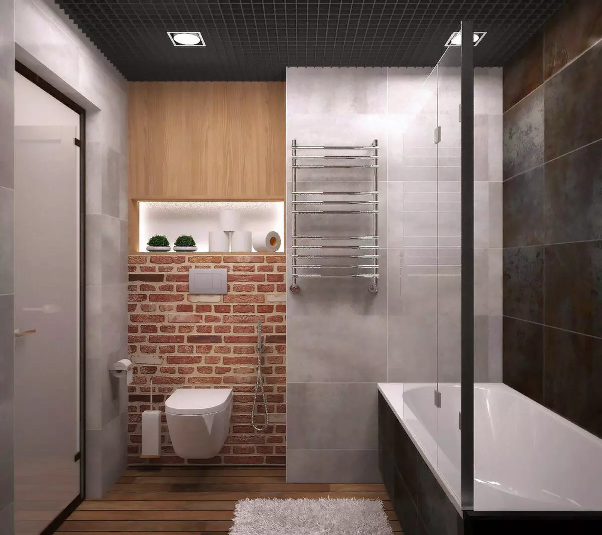Banĉambro Design 5 KV. M (111 fotoj): Projektoj de belaj banĉambroj 5 kvadrataj metroj en la apartamento, moderna interno kun lavmaŝino 10205_44