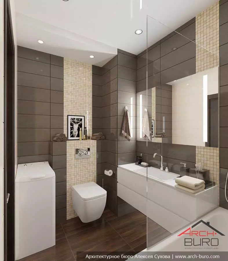 Design kopalnice 5 kV. M (111 fotografije): Projekti lepih kopalnic 5 kvadratnih metrov v apartmaju, sodobna notranjost s pralnim strojem 10205_48