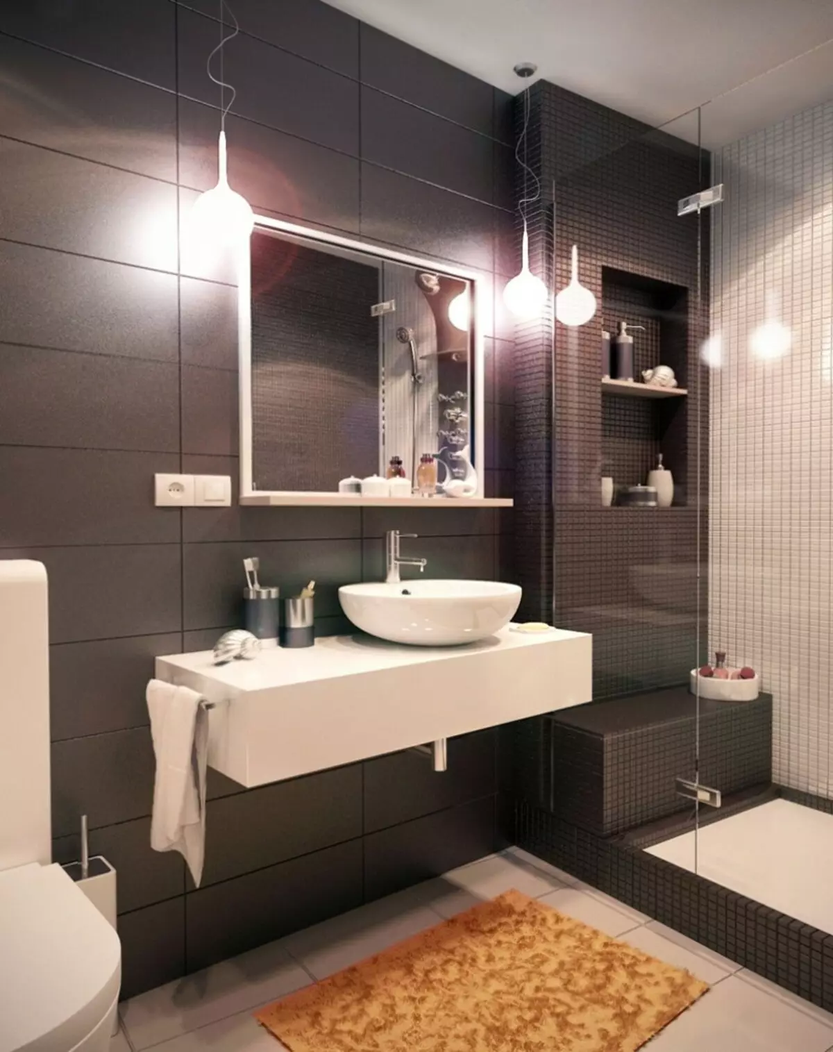 Badeværelse design 5 kV. M (111 Billeder): Projekter af smukke badeværelser 5 kvadratmeter i lejligheden, moderne interiør med en vaskemaskine 10205_5