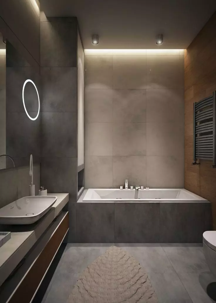 Kupaonica dizajn 5 kV. M (111 fotografije): Projekti prekrasnih kupaonica 5 četvornih metara u apartmanu, moderan interijer s perilicom rublja 10205_56