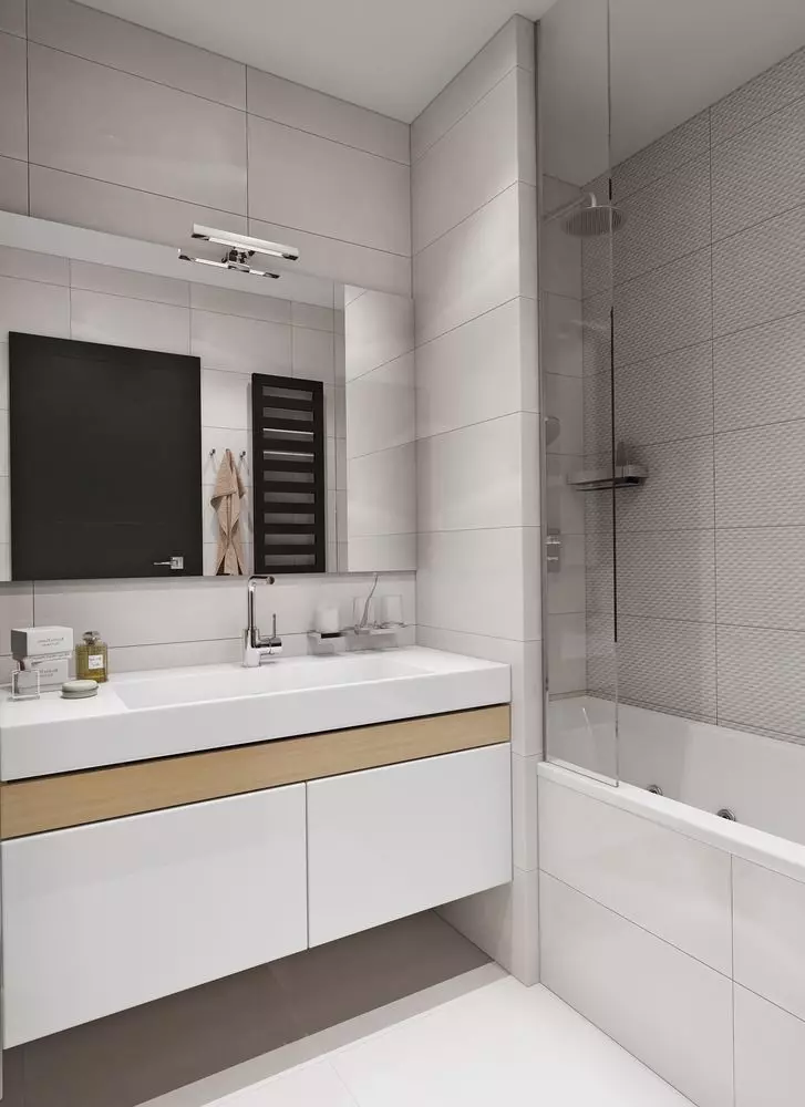 Badeværelse design 5 kV. M (111 Billeder): Projekter af smukke badeværelser 5 kvadratmeter i lejligheden, moderne interiør med en vaskemaskine 10205_57