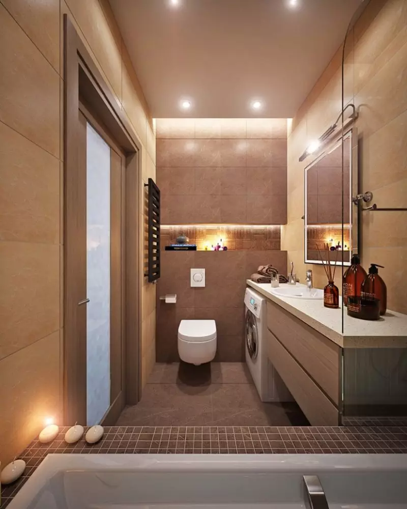 욕실 디자인 5 kv. M (111 사진) : 아름다운 욕실의 프로젝트 아파트에서 5 평방 미터, 세탁기가있는 현대적인 인테리어 10205_7