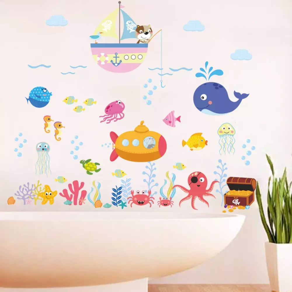Stiker kamar mandi: stiker dinding tahan air di kamar mandi, vinil, silikon dan stiker dekoratif lainnya 10206_38