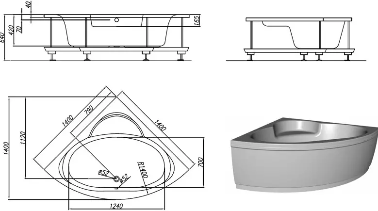Pequeño baño angular: características de pequeños modelos. 10211_30