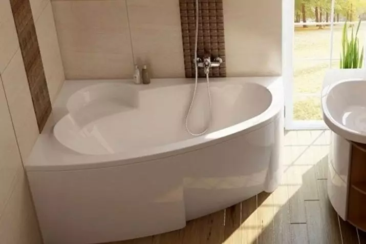 Tắm góc (101 hình ảnh): Các tính năng thiết kế phòng tắm với bồn tắm góc, bất đối xứng, đôi lớn và nhỏ, mô hình màu, mô hình kim loại có thủy lực và không có nó 10219_20