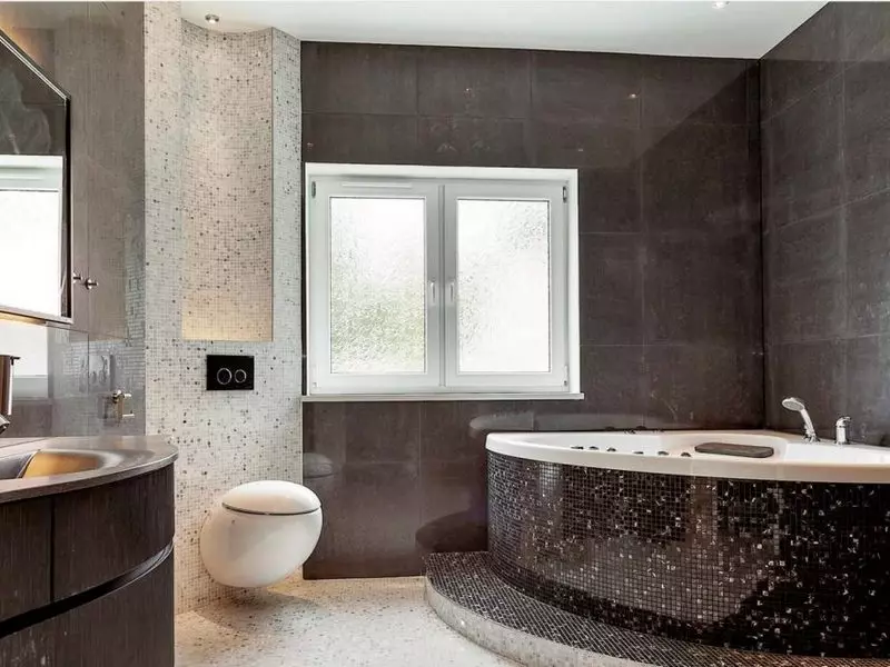 Tắm góc (101 hình ảnh): Các tính năng thiết kế phòng tắm với bồn tắm góc, bất đối xứng, đôi lớn và nhỏ, mô hình màu, mô hình kim loại có thủy lực và không có nó 10219_52
