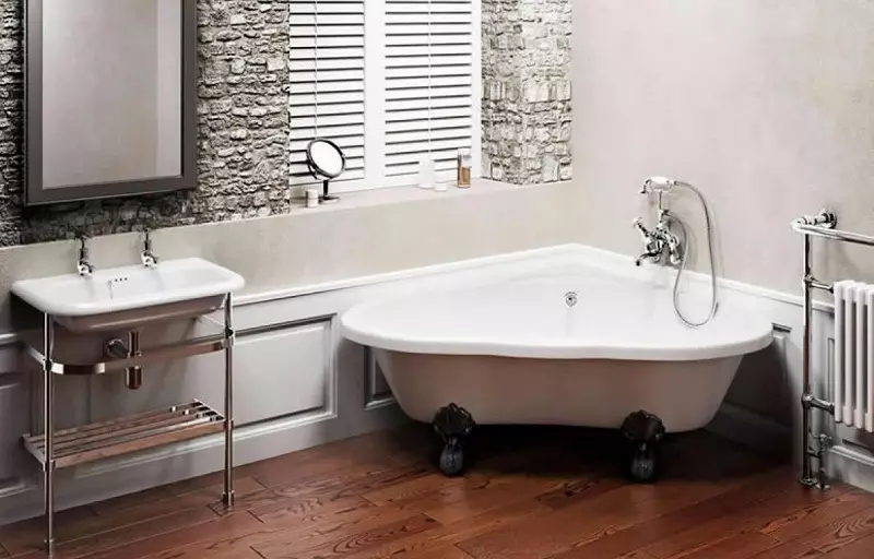 角浴（101張照片）：浴室設計配有角浴，不對稱，大的雙和小，彩色型號，金屬型號，帶有水力按摩器 10219_92