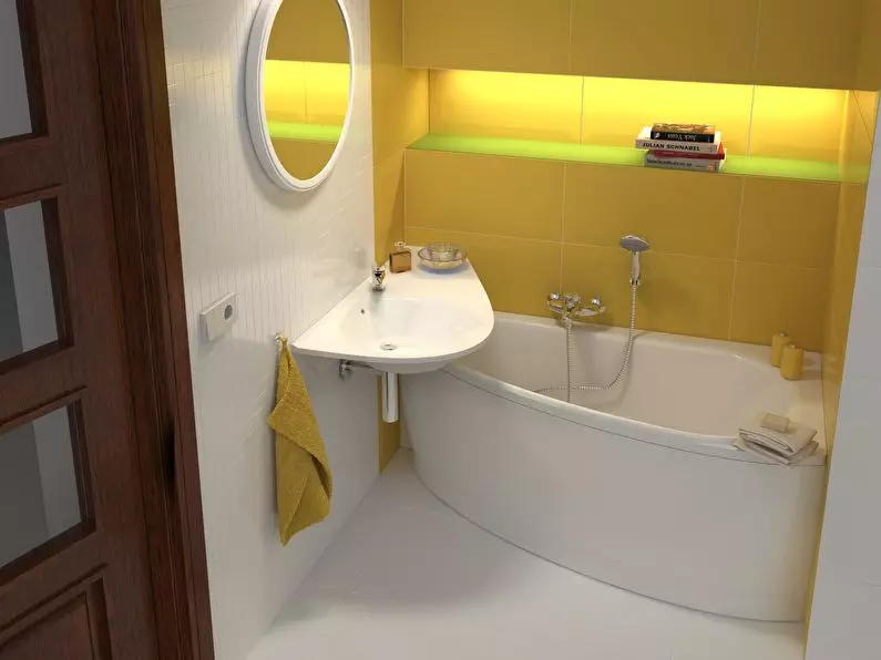 Pequeñas bañeras: mini baños. Consejos para elegir un baño pequeño, ejemplos de baños compactos en el interior. 10223_24