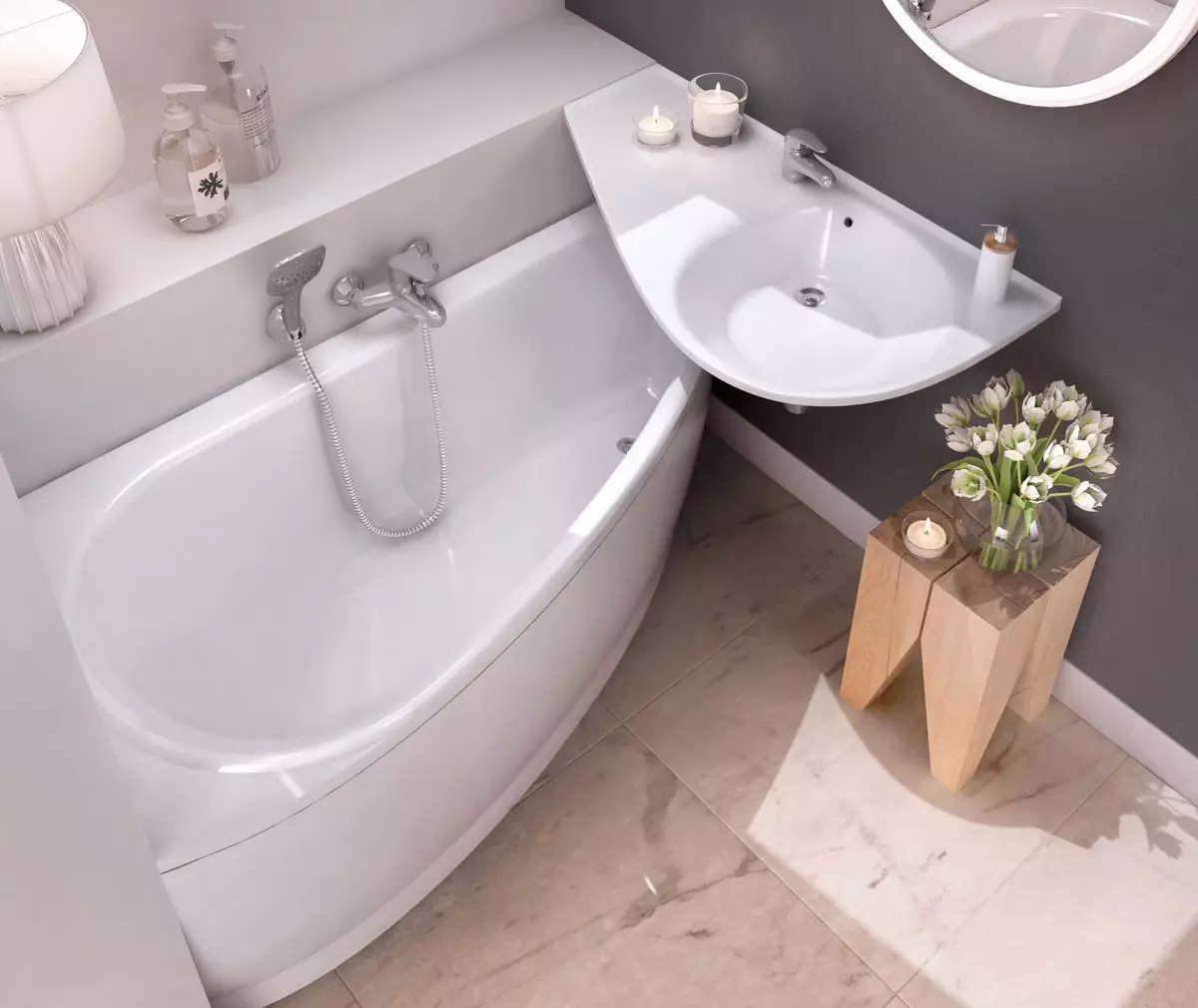 Piccoli vasche da bagno: dimensioni mini-bagno. Consigli per la scelta di un piccolo bagno, esempi di bagni compatti al suo interno 10223_56