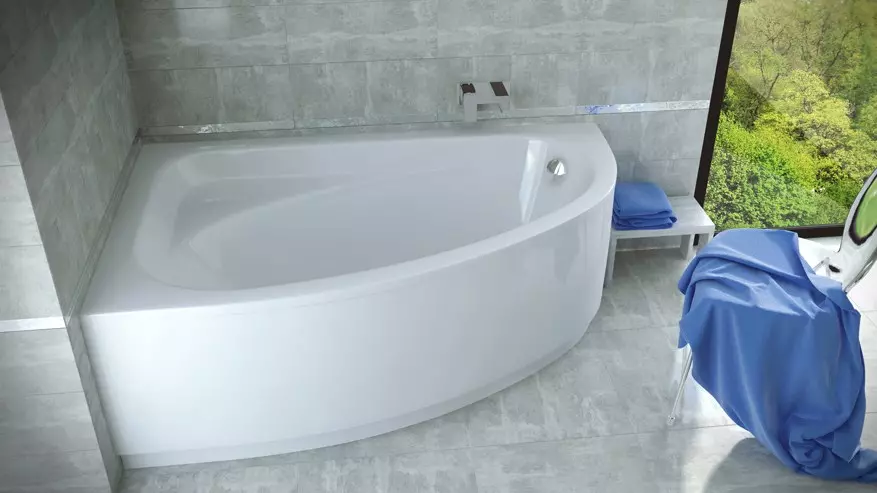 Asymmetric Acrylic Baths: Angular, na may Mga Dimensyon 150x90 cm at 140x90 cm, 120x70 cm at 170x110 cm, 170x90 cm at 160x90 cm, 140x100 cm at iba pa 10225_55
