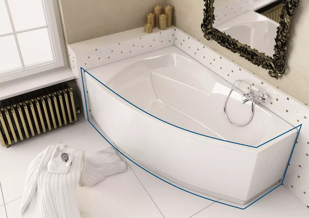 Asymmetric acrylic baths: angular, with dimensions 150x90 cm and 140x90 cm, 120x70 cm and 170x110 cm, 170x90 cm and 160x90 cm, 140x100 cm and other 10225_9