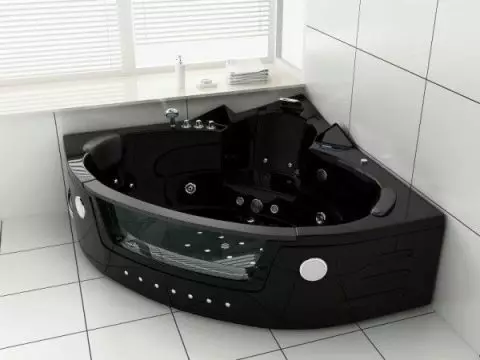 Corner hydromassage baths: the size of a jacuzzi bath. Cast iron hot tub and other models for small and large rooms 10228_16