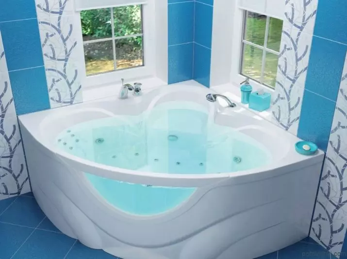 Corner hydromassage baths: the size of a jacuzzi bath. Cast iron hot tub and other models for small and large rooms 10228_18