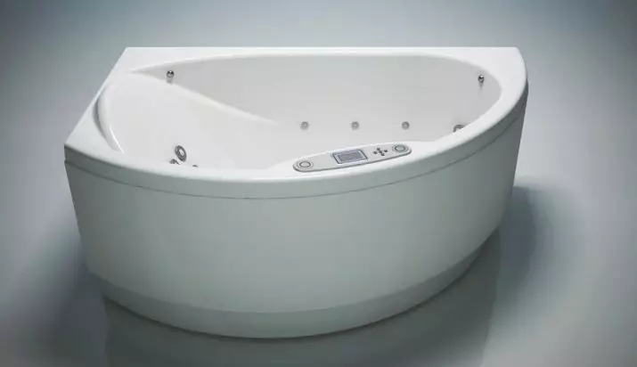 코너 욕조가있는 수중 마사지 : 욕조의 크기. 주철 뜨거운 욕조 및 소형 객실을위한 다른 모델 10228_25