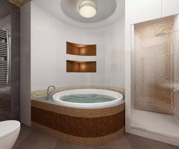 બાથરૂમમાં કોર્નર બાથરૂમ્સ (79 ફોટા): કોર્નર બાથરૂમમાં, સુંદર વિચારો સાથે આંતરિક ડિઝાઇન વિકલ્પો 10233_12