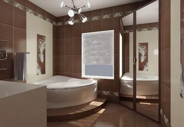 Hjørne badeværelser på badeværelset (79 billeder): Interiørdesign muligheder med hjørne badeværelse, smukke ideer 10233_13