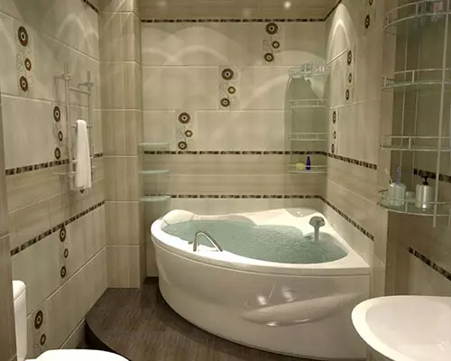 Γωνιακά μπάνια στο μπάνιο (79 φωτογραφίες): Εσωτερικές επιλογές σχεδίασης με γωνιακό μπάνιο, όμορφες ιδέες 10233_17