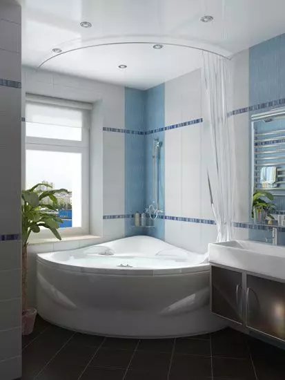 Hjørne badeværelser på badeværelset (79 billeder): Interiørdesign muligheder med hjørne badeværelse, smukke ideer 10233_5