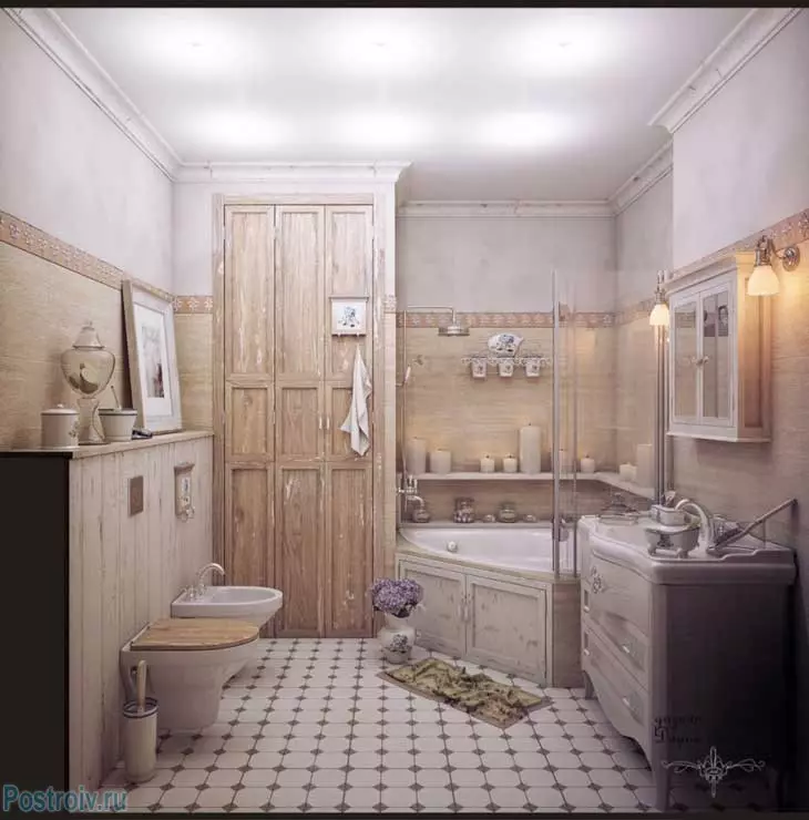 Hjørne badeværelser på badeværelset (79 billeder): Interiørdesign muligheder med hjørne badeværelse, smukke ideer 10233_52