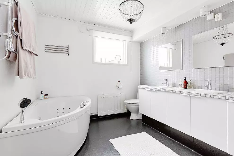 Hjørne badeværelser på badeværelset (79 billeder): Interiørdesign muligheder med hjørne badeværelse, smukke ideer 10233_58