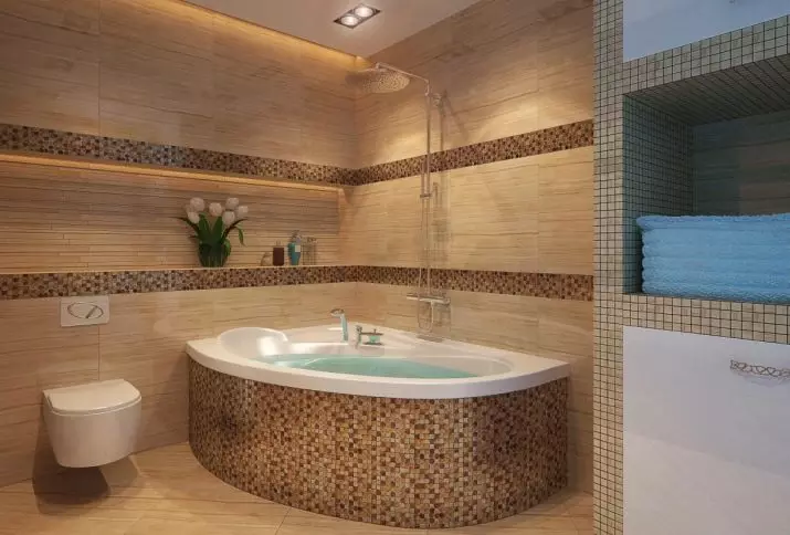 બાથરૂમમાં કોર્નર બાથરૂમ્સ (79 ફોટા): કોર્નર બાથરૂમમાં, સુંદર વિચારો સાથે આંતરિક ડિઝાઇન વિકલ્પો 10233_73