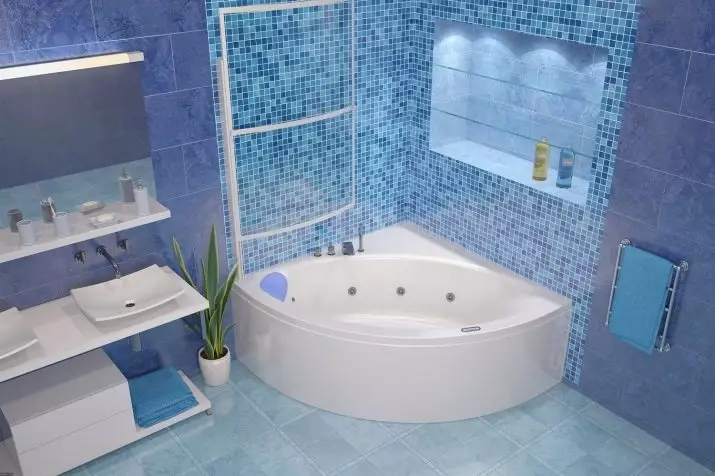 Corner vannituba vannitoas (79 fotot): sisekujunduse valikud nurga vannituba, ilusad ideed 10233_75