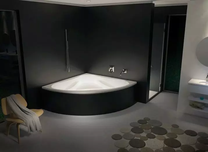 Eckbäder im Badezimmer (79 Fotos): Interior Design-Optionen mit Eckbadezimmer, schöne Ideen 10233_77