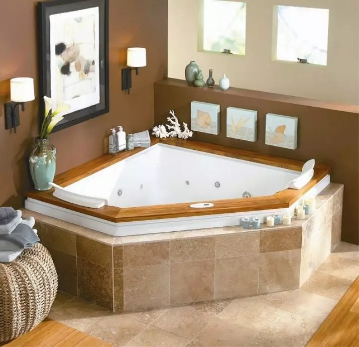 Γωνιακά μπάνια στο μπάνιο (79 φωτογραφίες): Εσωτερικές επιλογές σχεδίασης με γωνιακό μπάνιο, όμορφες ιδέες 10233_79