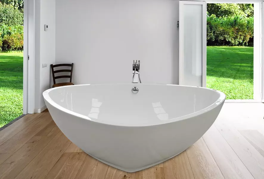 Külön akril fürdők: Fürdők a lábakon 150x70 cm és 170x70, más méretek. Ovális és egyéb modellek 10242_24