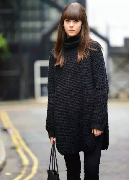 Fekete pulóver (60 fotó): Mit kell viselni 1024_7