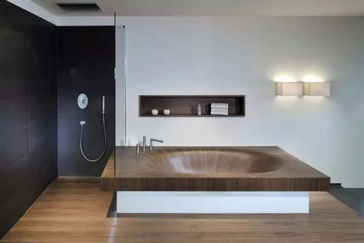 Ingebouwde baden (66 foto's): Ovaal en rechthoekig ingesloten modelmodel in het interieur 10262_42