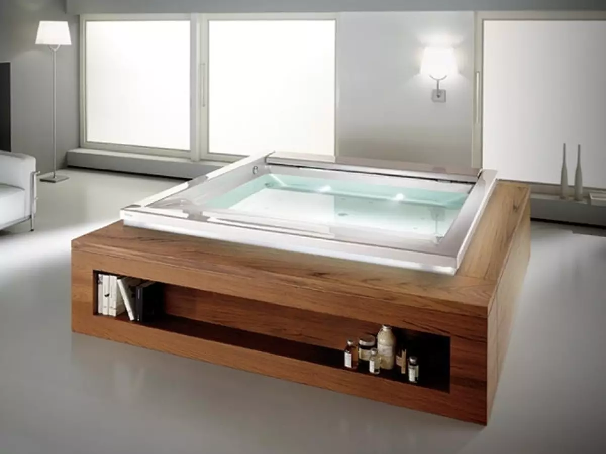 Bathing-in Baths (66 Foto): Model model tertanam oval dan persegi panjang di interior 10262_47
