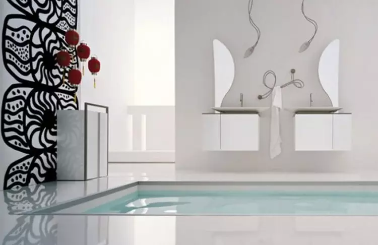 Beépített fürdők (66 fotók): ovális és téglalap alakú beágyazott modell modell a belső térben 10262_9