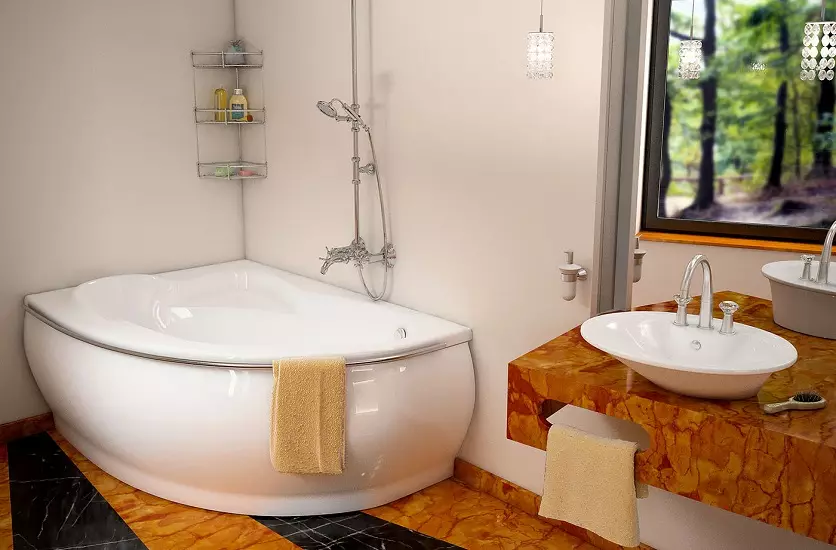 混合大理石浴：大理石浴缸的優點和缺點。角浴由鑄造人造大理石和其他型號製成。顧客評論 10263_25