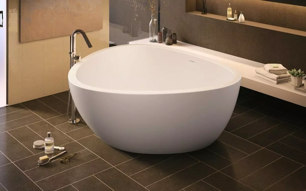 Gemengde marmeren baden: voor- en nadelen van marmeren baden. Hoekbaden gemaakt van gegoten kunstmatige marmer en andere modellen. klanten-reviews 10263_34